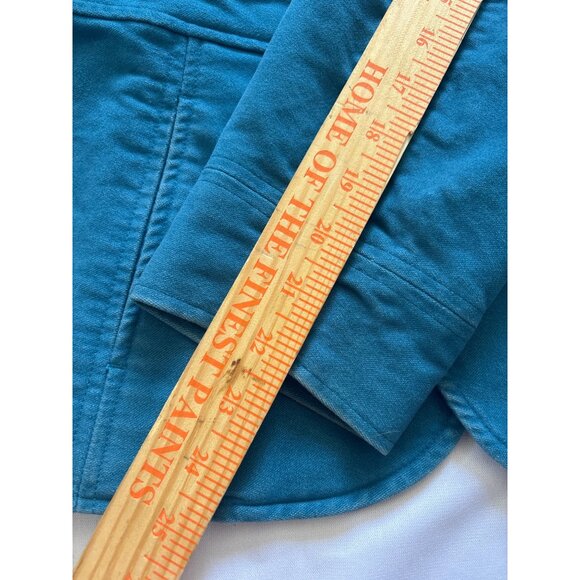 Pre-Loved L.L. Bean Womens XS Petite Teal Button-Up Cotton Jacket With Collar - Picture 6 of 7
